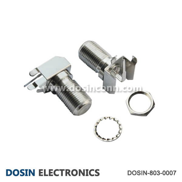 F Type Connector Right Angle Female Bulkhead for PCB Mount Dosin Electronics