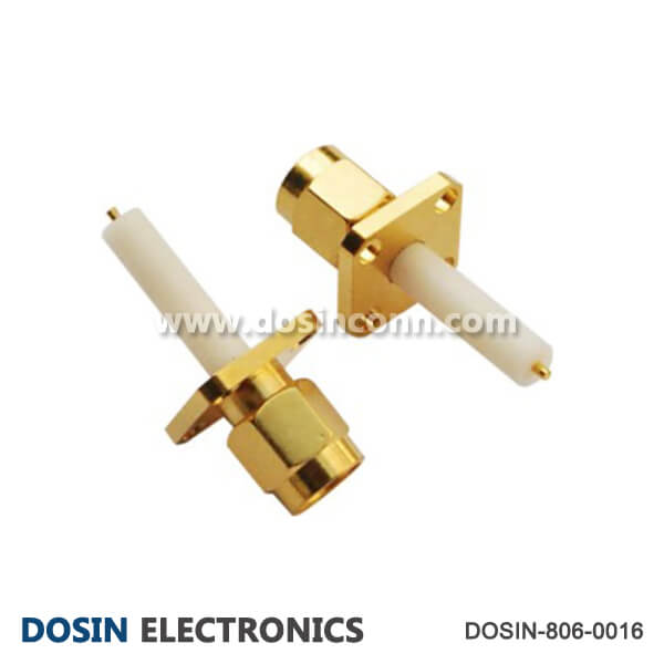 2Hole Flange Mount SMA Connector 180 Degree Plug for Panel Dosin