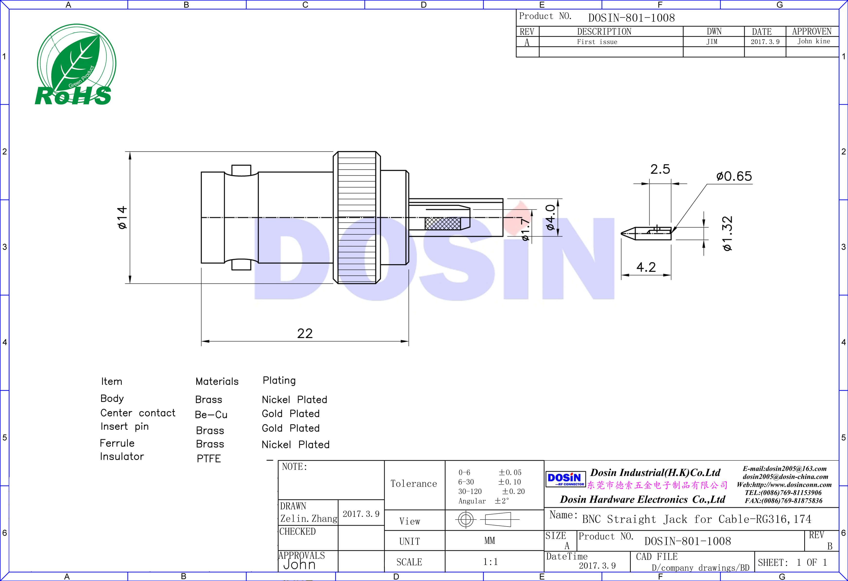 BNC Connector Installation RG174 Female Straight Dosin Electronics