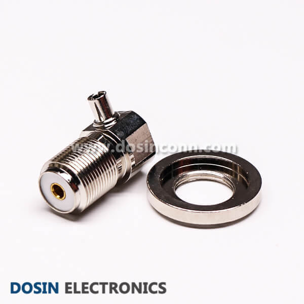 UHF Connector Crimp Solder Type Angled Female Bulkhead for Cable RG405 UHF Connector Crimp Solder Type Angled Female Bulkhead for Cable RG405