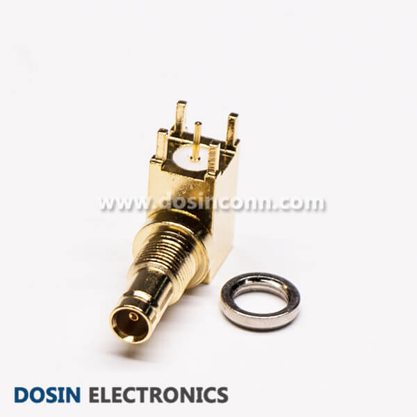 DIN 1.0/2.3 Right Angle Female Connector Through Hole for PCB Mount DIN 1.0/2.3 Right Angle Female Connector Through Hole for PCB Mount