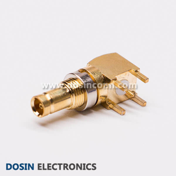 Right Angle DIN 1.0/2.3 Female Connector for PCB Mount Right Angle DIN 1.0/2.3 Female Connector for PCB Mount
