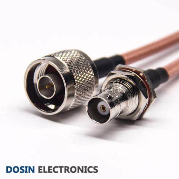 BNC Connector Coaxial Cable to N Type 180 Degree Male for RG142 Cable