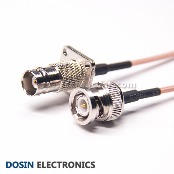 BNC Male to BNC Female Extension Cable 4 Hole Flange Panel Mount RG316