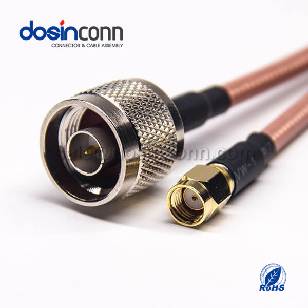 50 ohm L-COML-COM LCCA30007-FT5-RF/Coaxial Cable Assembly 5 ft SS402 Tan 1.52 m SMA Plug to N-Type Jack 