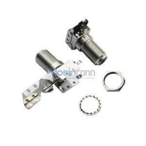 Coaxial Connector F Type Right Angle Jack Female Pin Panel Mount Edge Mount 75 Ohm