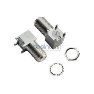 Coaxial Connector F Type Right Angle Jack Panel Mount Through Hole 75 Ohm