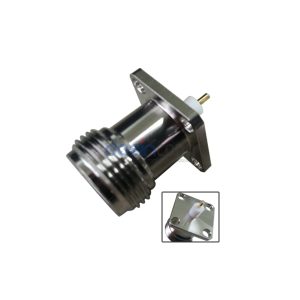 Straight N Type Jack Solder Panel Mount 4 Hole Flange 50 Ohm