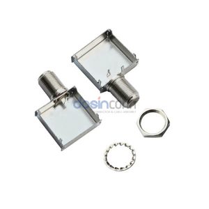 Coaxial Connector F Type Right Angle Jack Panel Mount Through Hole 75 Ohm