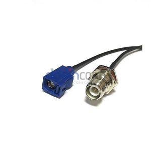 Fakra C Jack to RP TNC Jack Cable Assemblies 15cm RG174 cable 50ohm